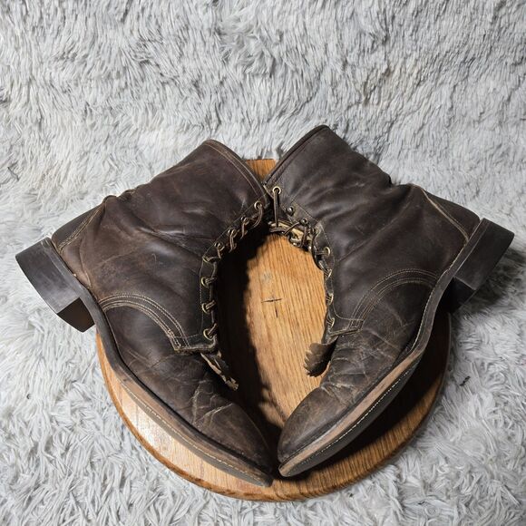 Vintage Laredo Kiltie Leather Womens Size 12EE Brown Lace Up Made In USA Boots - Picture 4 of 9